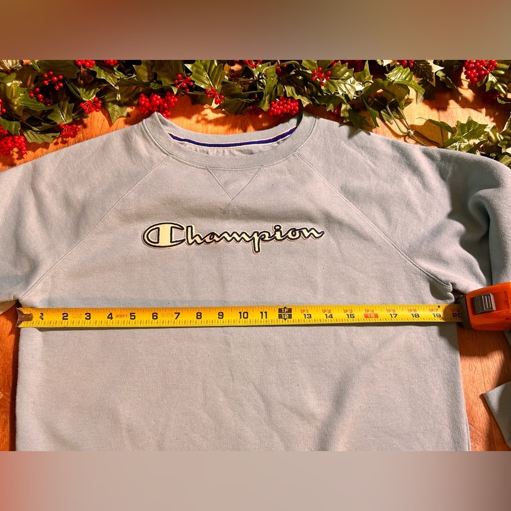 Pre-owned Vintage Blue Champion Spellout Crewneck Sweatshirt - Medium - Picture 3 of 5